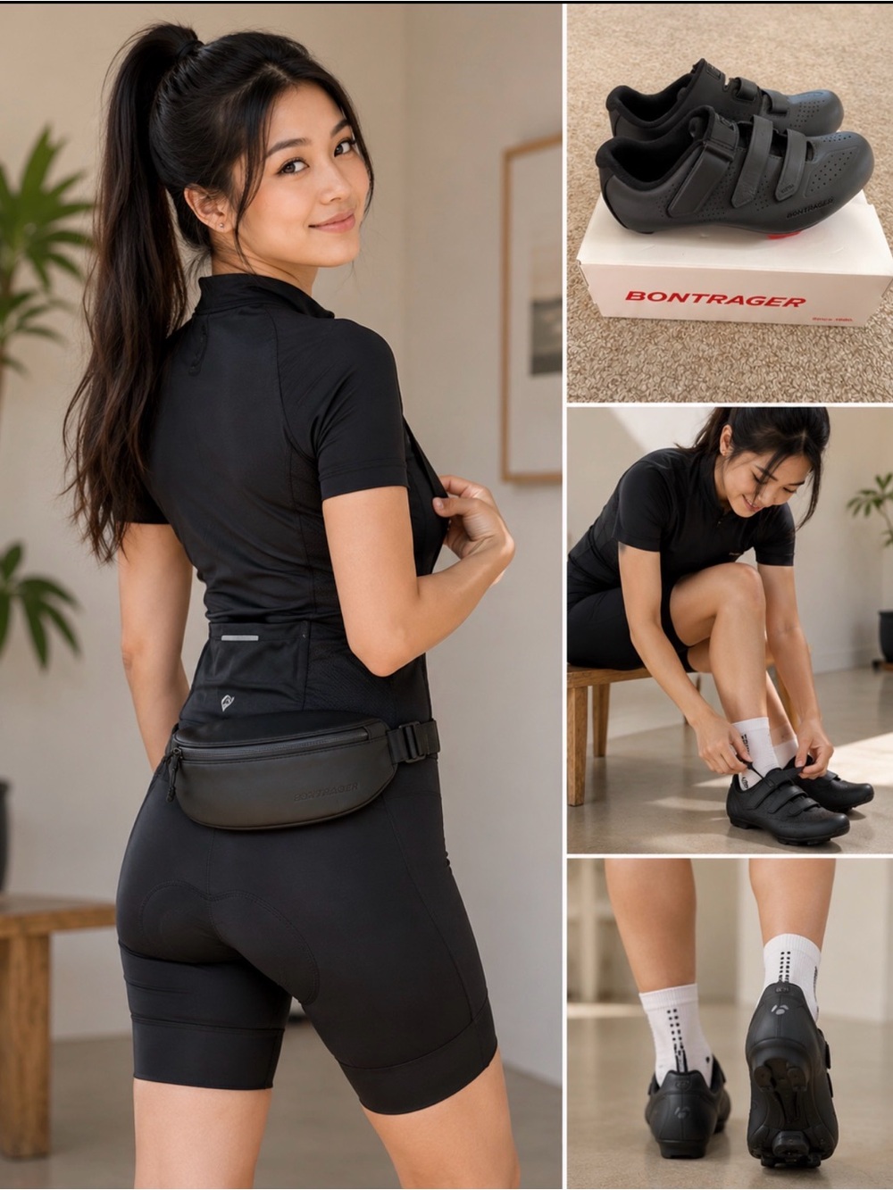 Bontrager Women's Black Cycling Sneakers with Triple-Strap Closure